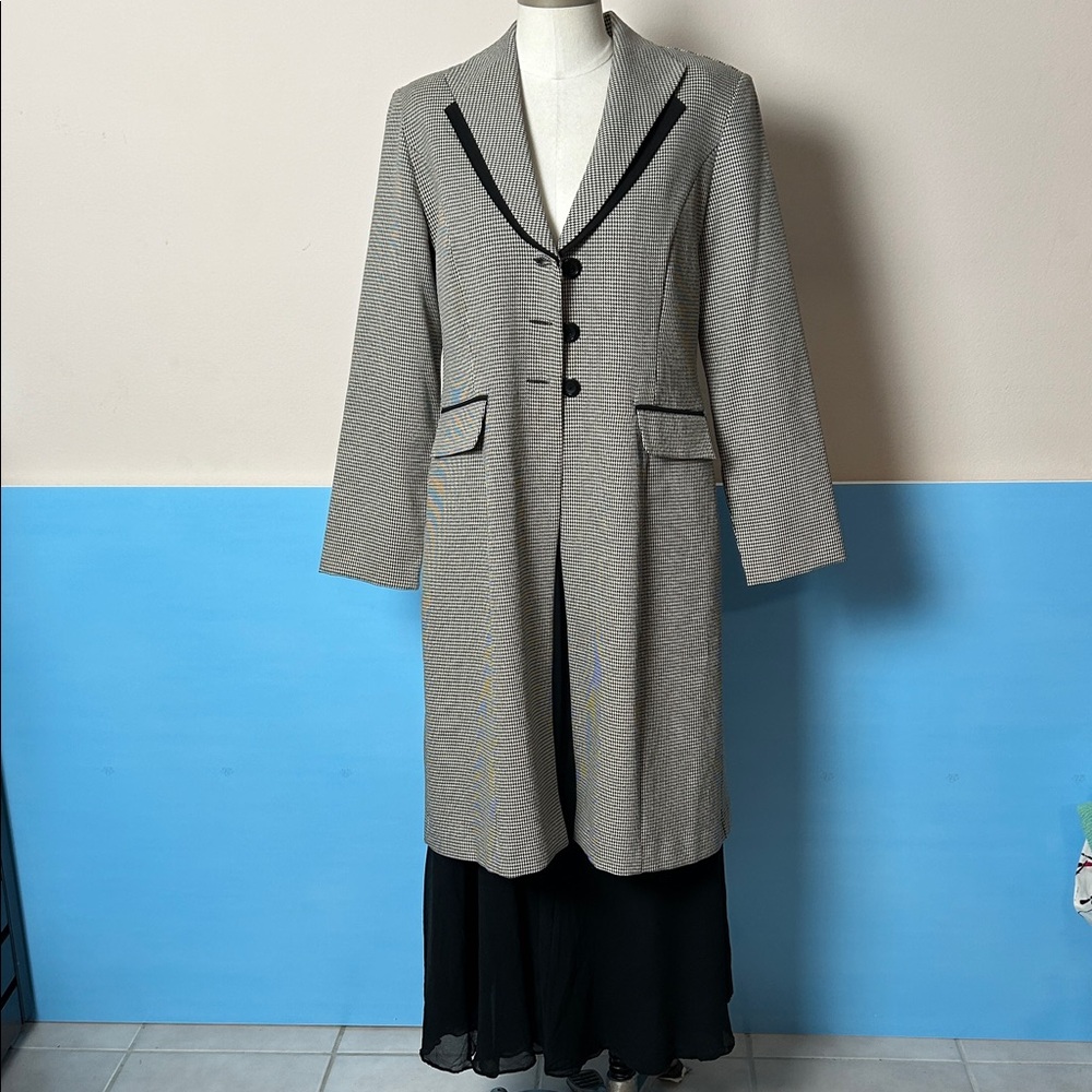 Danny & Nicole Gray Blazer with Notched Lapel houndstooth single breasted 12 P